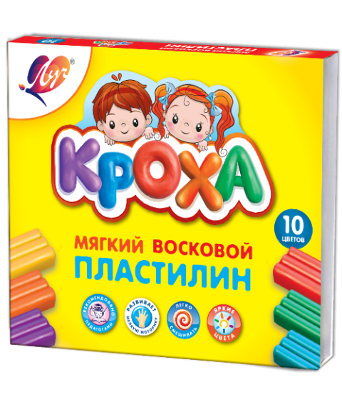 Pastă de modelat moale Kroha, 10 culori x 15gr.